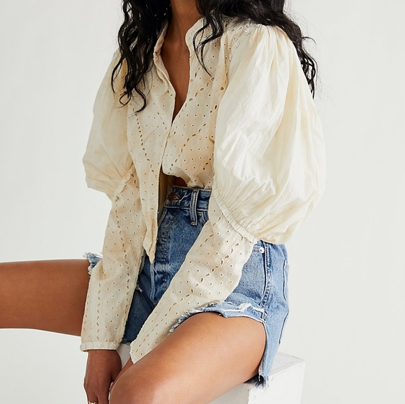 NEW Free People Ivory French Laundry Romantic Revival Embroidered Jacket S - Picture 2 of 4